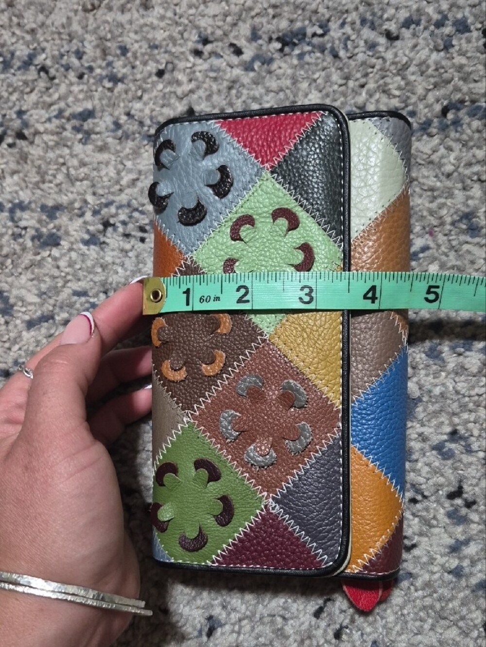 Multi-Color Patchwork Pleather Wallet Clutch - Picture 9 of 10